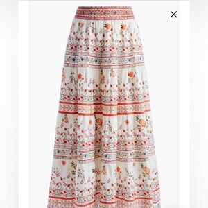 Alice + Olivia Melody Mixed Floral Stretch Linen & Cotton Skirt